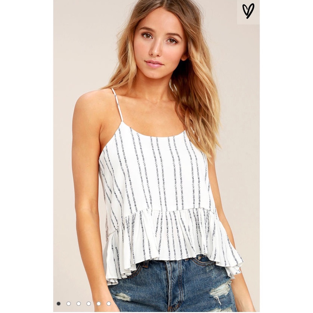 Lulu’s Vacation Destination White Print Crop Top